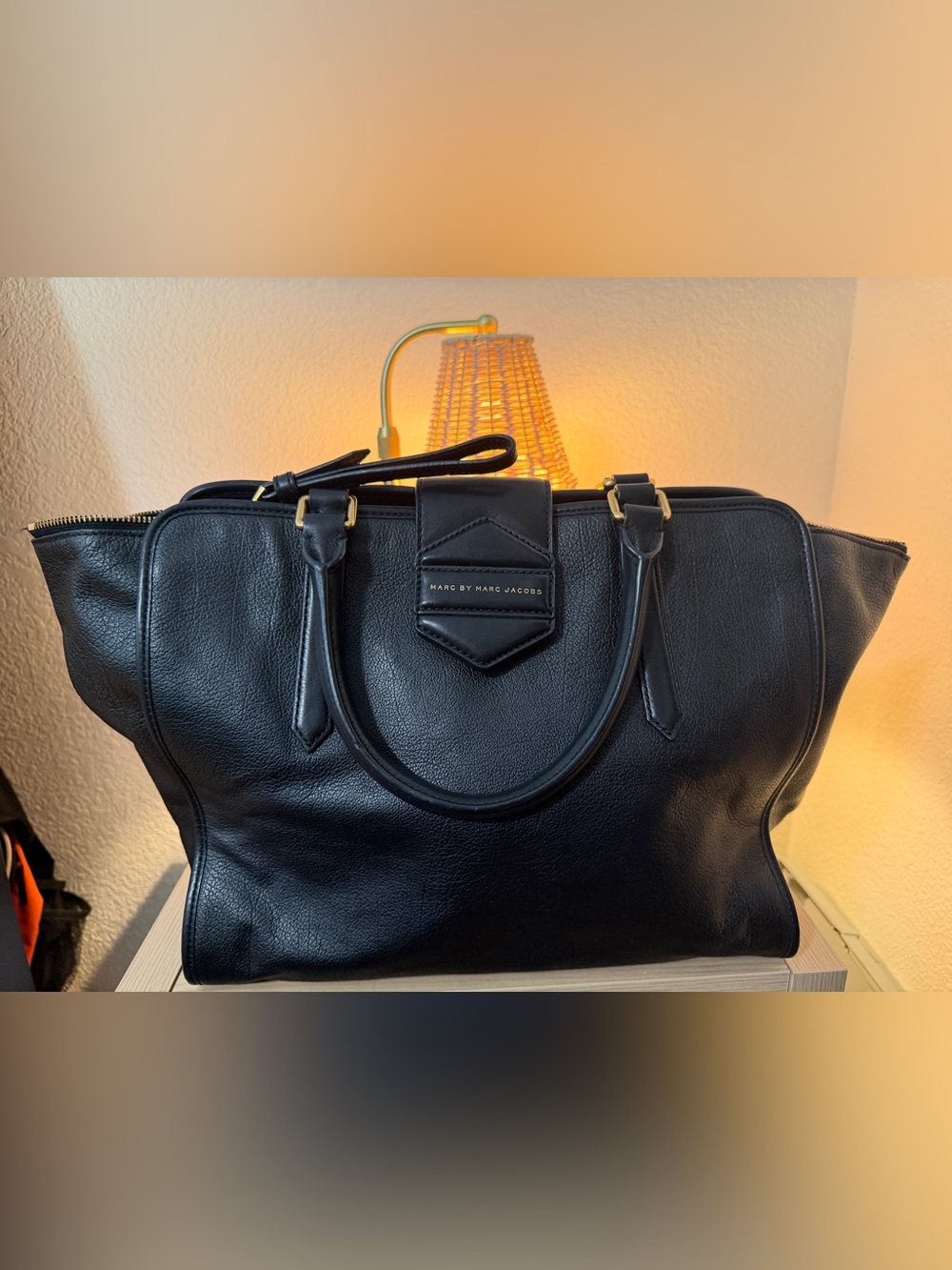 Marc by Marc Jacobs Black Pebbled Leather Top-Handle Tote